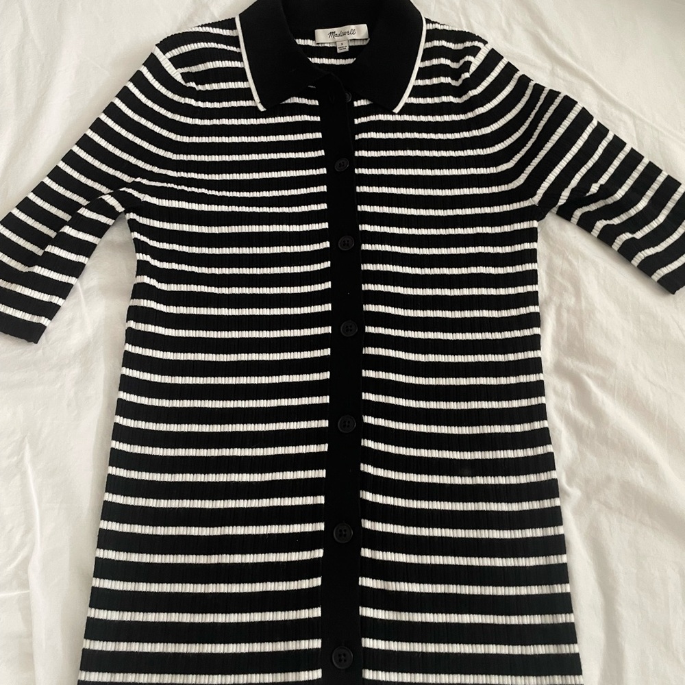 Madewell black Striped Knit buttonTop